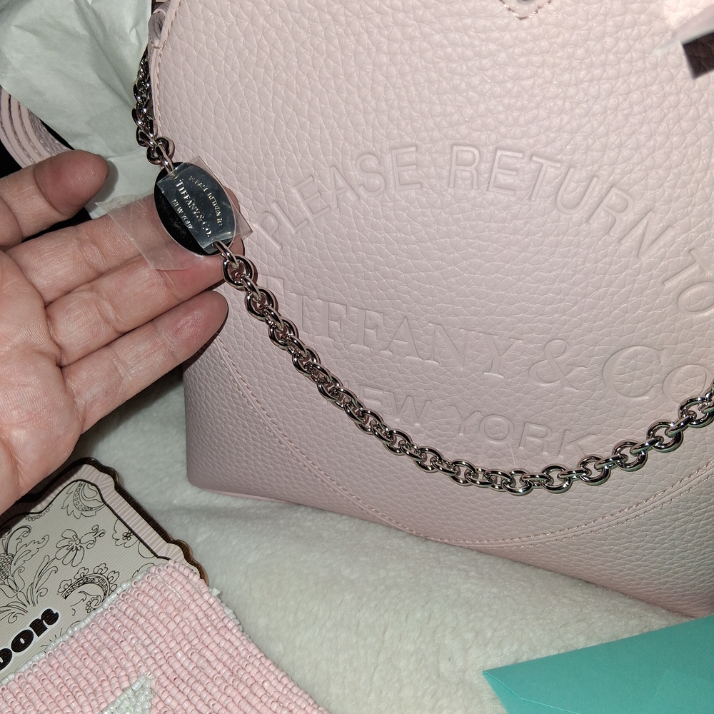 Tiffany & Co. Pink Leather Small Women's Tote Bag NWT - Picture 3 of 8